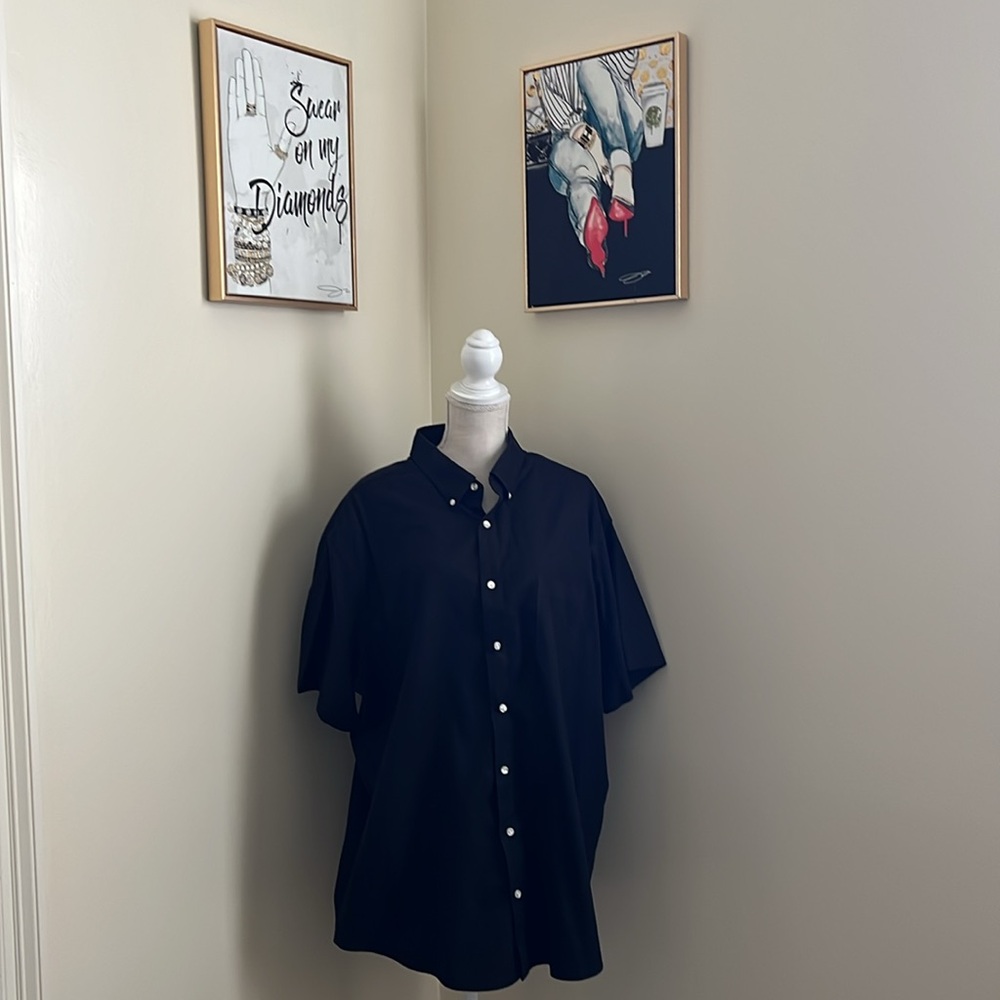 Roundtree & Yorke Black Casual Button Down Men Shirt - Picture 3 of 12